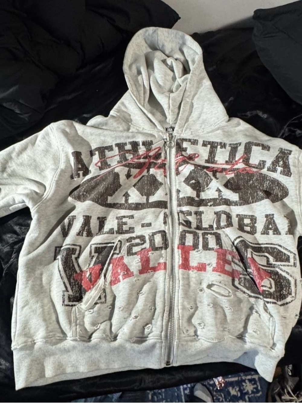 Light Gray Graphic Zip Hoodie Jacket - Men